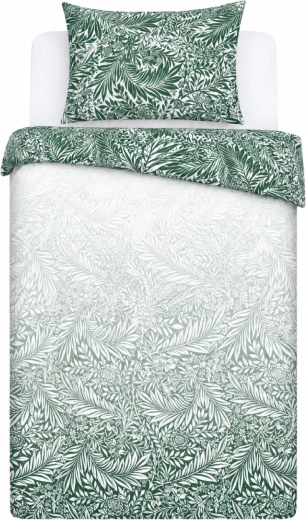 Ropa de cama de satén de algodón MILAGRO VERDE con hojas botánicas verdes y blancas 140 × 200 cm