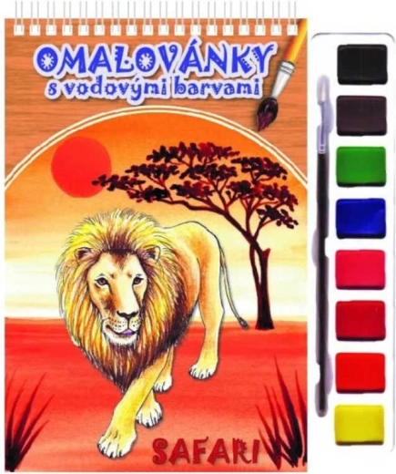 Akim cuaderno para colorear con acuarelas y pincel: animales safari