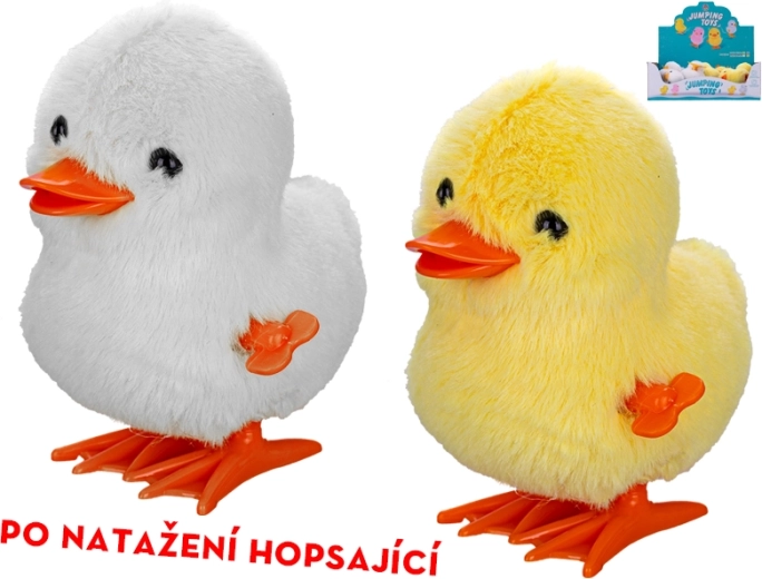 Patito de peluche saltarín con cuerda de dar cuerda 9 cm