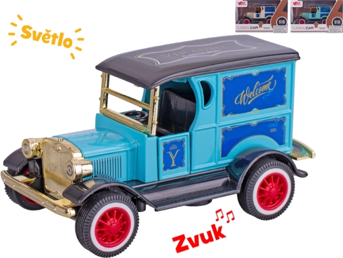 Modelo metálico de coche clásico de 11 cm con luces y sonidos