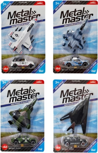 Set de avión militar y coche todoterreno 1:64