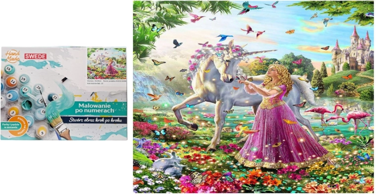 Pintar por números: unicornio con princesa - 1 unidad