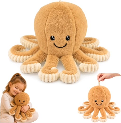 Pulpo de peluche con tentáculos elásticos beige 30 cm - 1 unidad