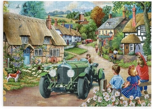 Puzzle HOP Paseo de coches antiguos con 500 piezas grandes