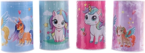 Hucha metálica con unicornios