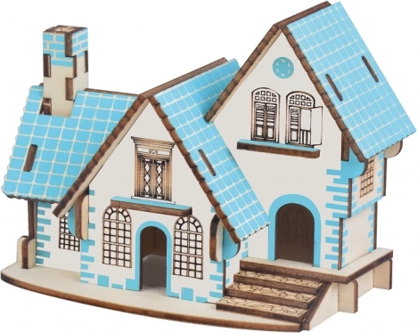 Puzzle 3D de madera – casa azul