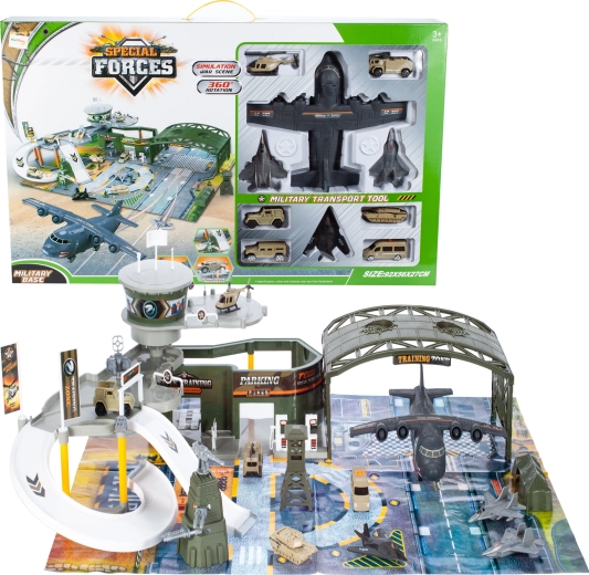 Base militar con avión – set de juego de dos pisos