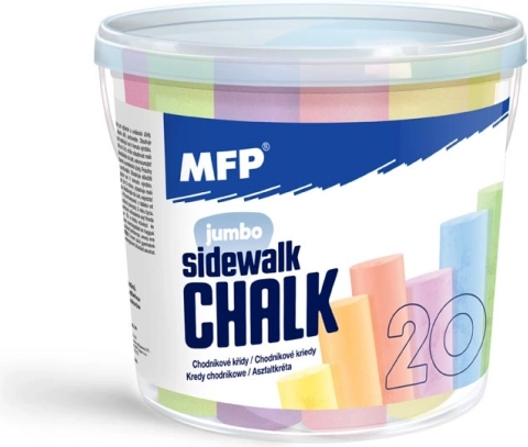 Tizas redondas para acera en cubo de plástico - 20 uds, mezcla de colores