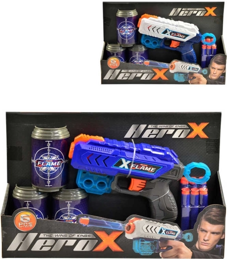 Pistola de espuma Hero-X con dardos con ventosa y dianas