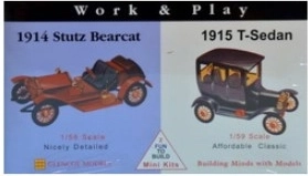 Glencoe Models Work & Play modelo de coche de plástico 1915 Ford T-Sedan / 1914 Stutz Bearcat