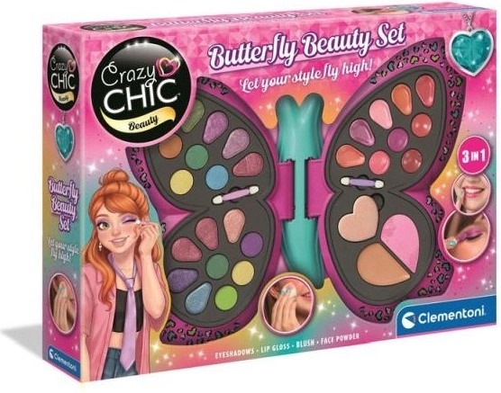Set de cosmética infantil Crazy Chic en estuche con forma de mariposa