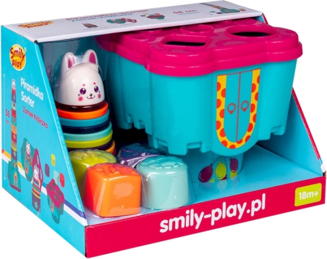 Smily Play castillo con conejito – torre apilable de colores y clasificador de formas