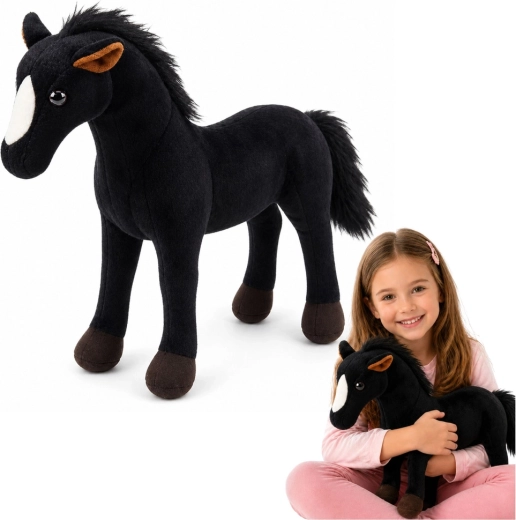 Caballo de peluche negro 40 × 37 cm