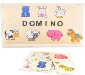 Dominó de madera con animales