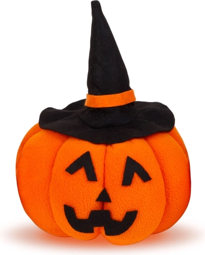 Decoración textil de calabaza para Halloween con sombrero negro