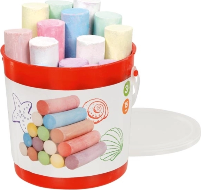 GOKI tizas de acera de colores en cubo, 15 uds.