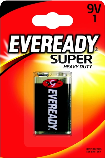 Energizer Eveready Super Heavy Duty 9V batería de zinc-cloruro 6F22