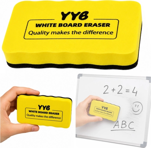 Borrador magnético para pizarra blanca de espuma y fieltro amarillo 10,5 cm - 1 unidad