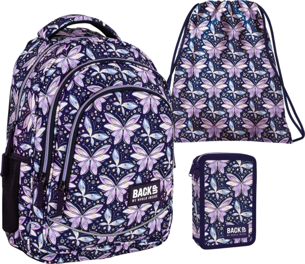 Set escolar BackUP Fairies 3 en 1: mochila, estuche equipado y bolsa