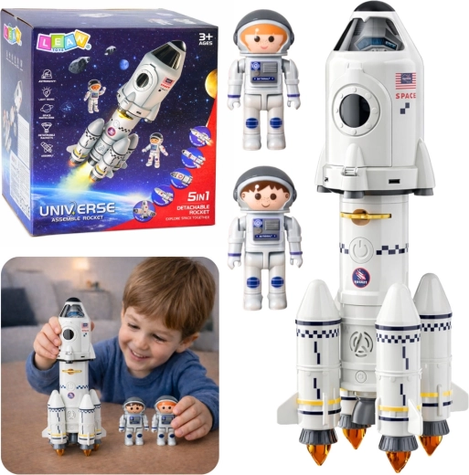 Cohete educativo 5 en 1 con astronautas, luces, sonidos y proyector