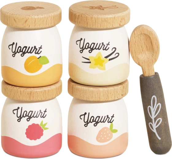 Le Toy Van yogures de madera para jugar con cuchara
