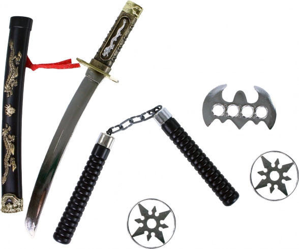 Conjunto de juguetes ninja con katana