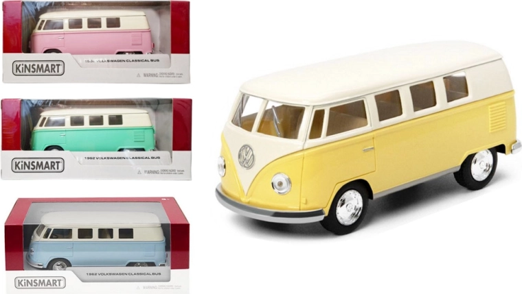 Volkswagen Bus clásico 1962 1:32 modelo metálico PULL-BACK