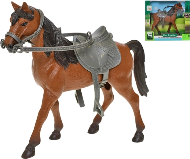 Caballo con silla de montar 28 cm – figura realista para niños