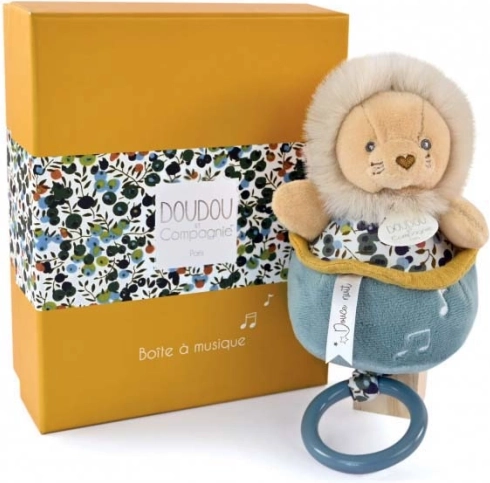 Set de regalo – leoncito de peluche con mecanismo musical de cuerda 20 cm