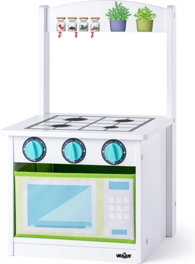 Silla infantil con espacio de almacenamiento y cocina