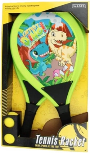 Set infantil de palas con dinosaurios: 2 palas y 2 pelotas