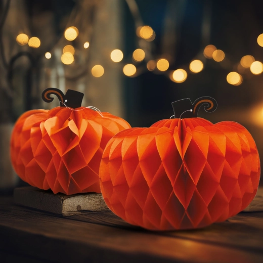 Decoración de papel de Halloween – farolillos con forma de calabaza de 25/30 cm, 2 unidades