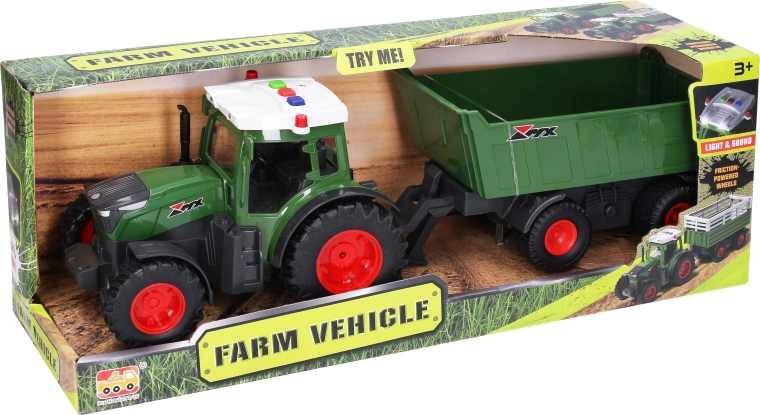 Tractor con remolque, con efectos luminosos y sonoros, 42 cm