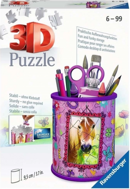 RAVENSBURGER Puzzle 3D soporte para lápices – caballo, 57 piezas