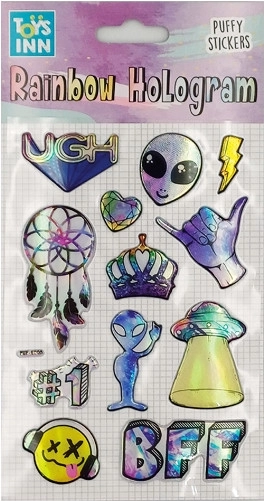 Pegatinas holográficas Alien con efecto arcoíris