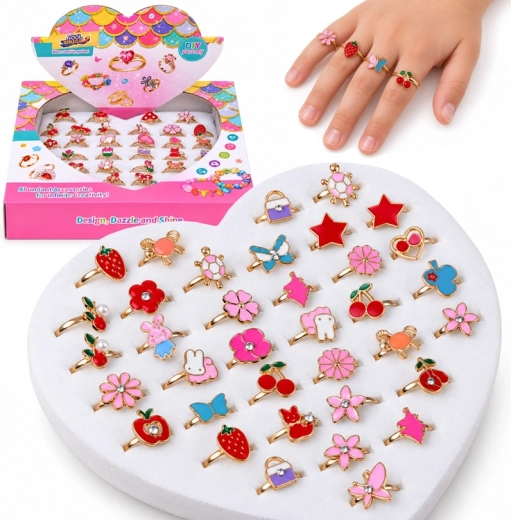 Juego de anillos infantiles en caja, 36 unidades