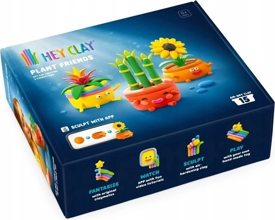 Set creativo de modelado HeyClay "amigos verdes" con aplicación (15 paquetes)