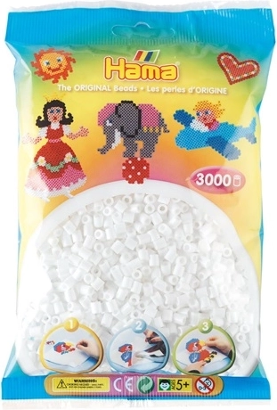 Hama Midi cuentas para planchar blancas 3000 uds en cubo