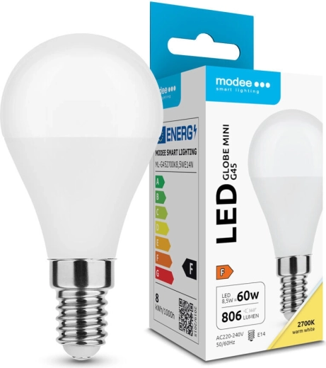 Bombilla LED Modee Globe Mini G45 8,5 W E14, 806 lm, blanco cálido