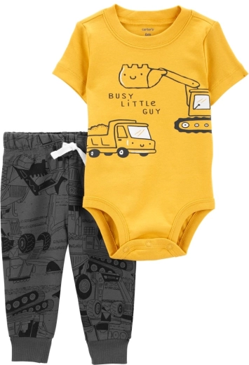 Set de 2 piezas CARTER'S: body de manga corta y pantalón de chándal blue dog para niños – Talla 3m