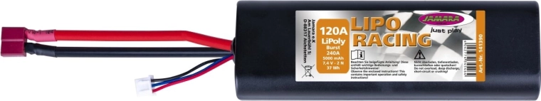 Batería LiPo LiPo Racing de 7,4 V, 5000 mAh y 37 Wh con carcasa rígida