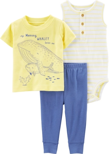 Set de 3 piezas Carter’s para niño Yellow Ocean: camiseta de manga corta, pantalón de chándal y body sin mangas – 6m