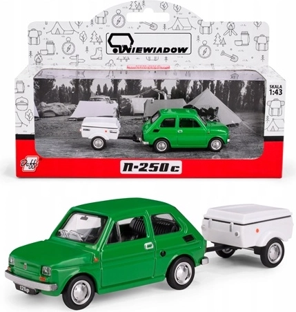Fiat 126p con remolque Niewiadów N250C verde (1:43)