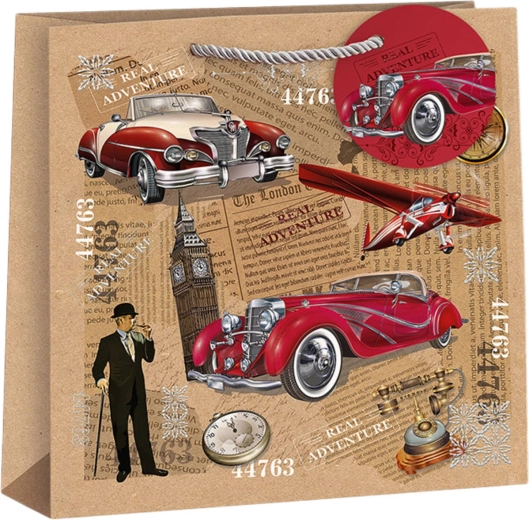 Bolsa de regalo Argus coche clásico rojo 24 × 24 × 11 cm - 1 pieza