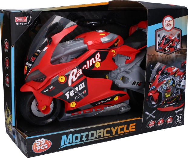 Motocicleta desmontable con efectos y vapor de 46 cm