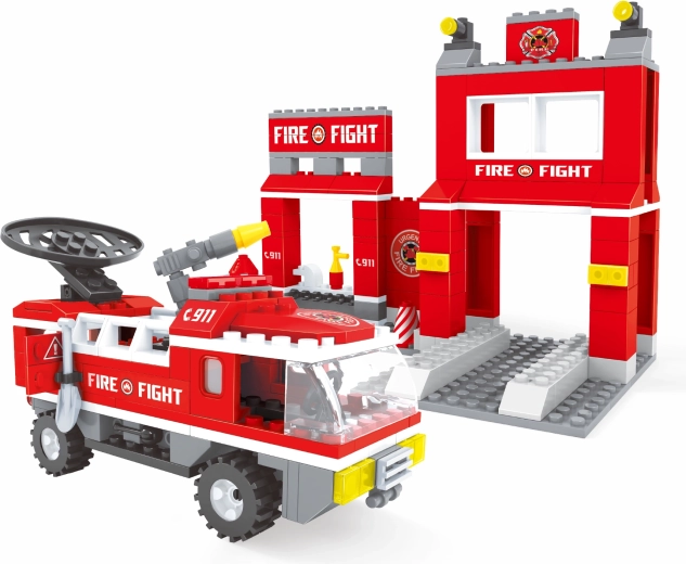 Set de construcción compatible BLOXO estación de bomberos, 260 piezas