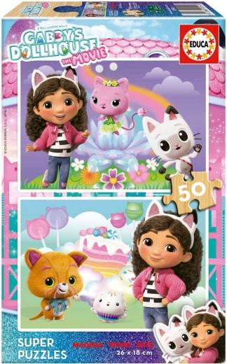 Educa puzzle de madera La casa de muñecas de Gabby 2 × 50 piezas