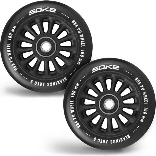 Ruedas Soke para patinete 100 mm negras, 2 uds