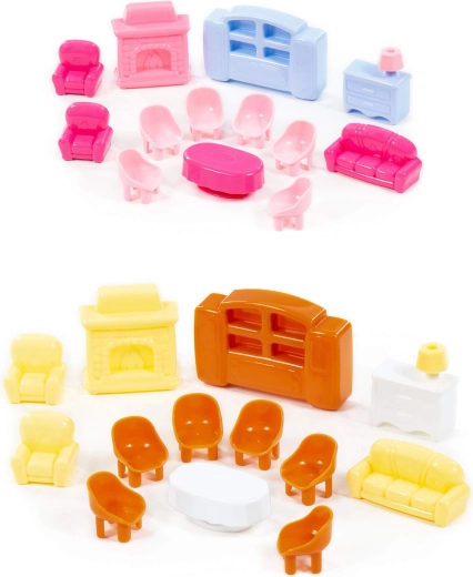 Muebles infantiles para casa de muñecas – set de 13 piezas
