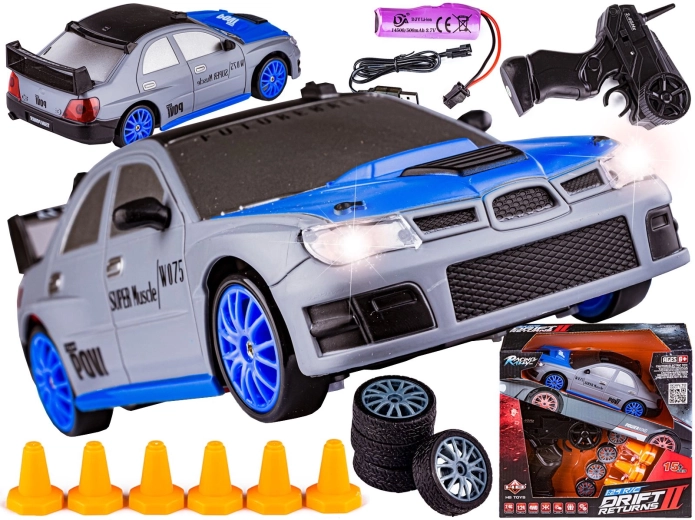 Coche RC drift 1:24 2,4 GHz 4WD plateado - 1 pieza